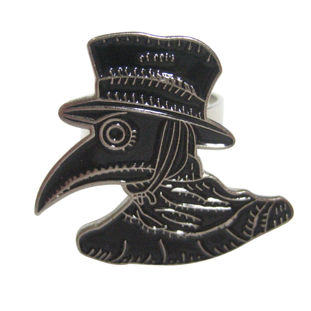 Black Toned Plague Doctor Head Adjustable Size Fashion Ring 30$